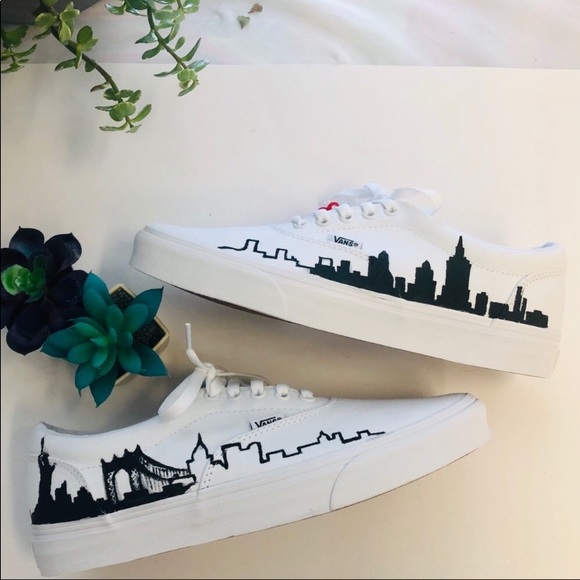 Custom Nyc Skyline White Doheny Vans 